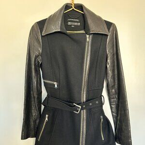 Andrew Marc wool and leather Trench Coat